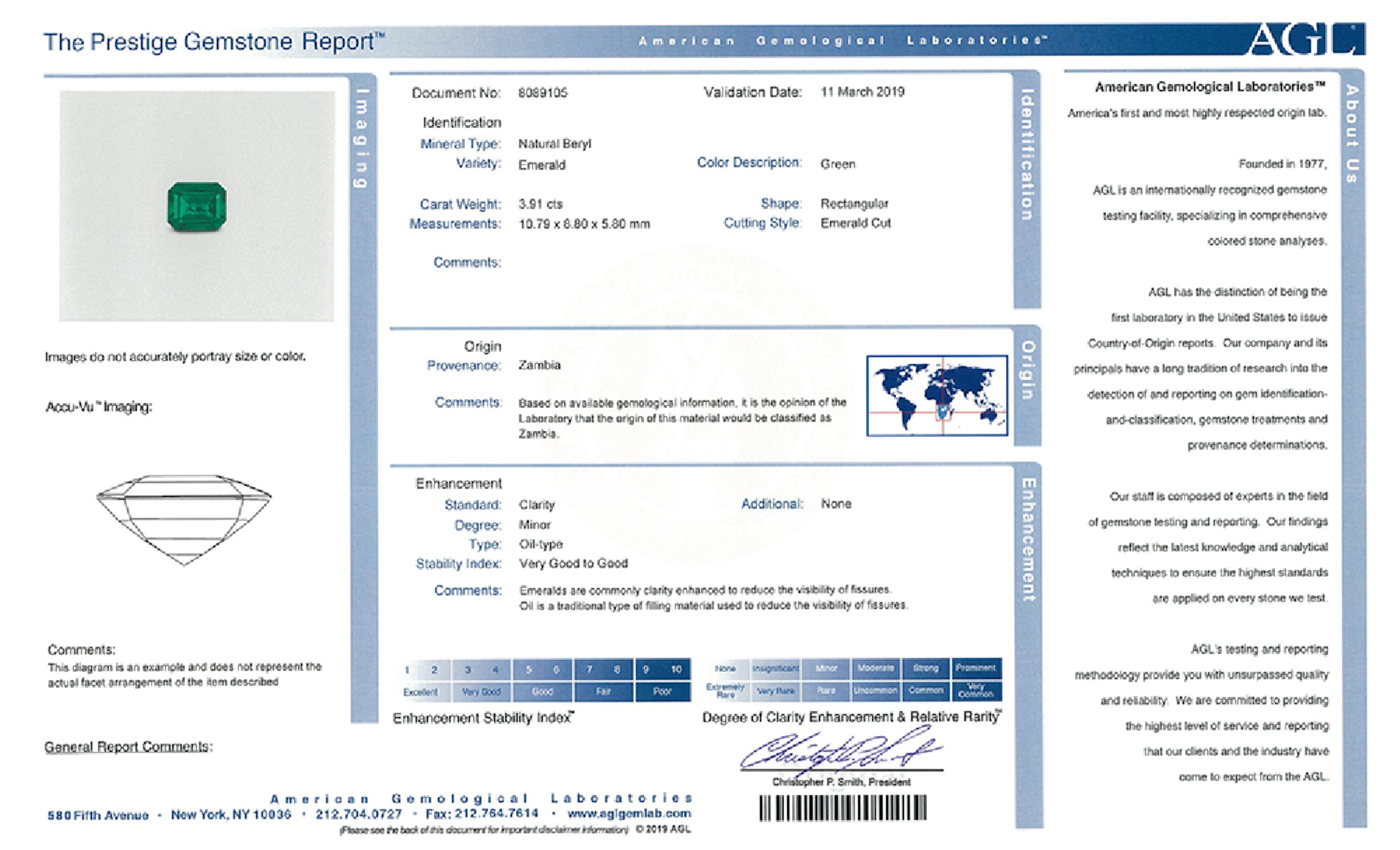 3.91 ct. Emerald AGL Minor