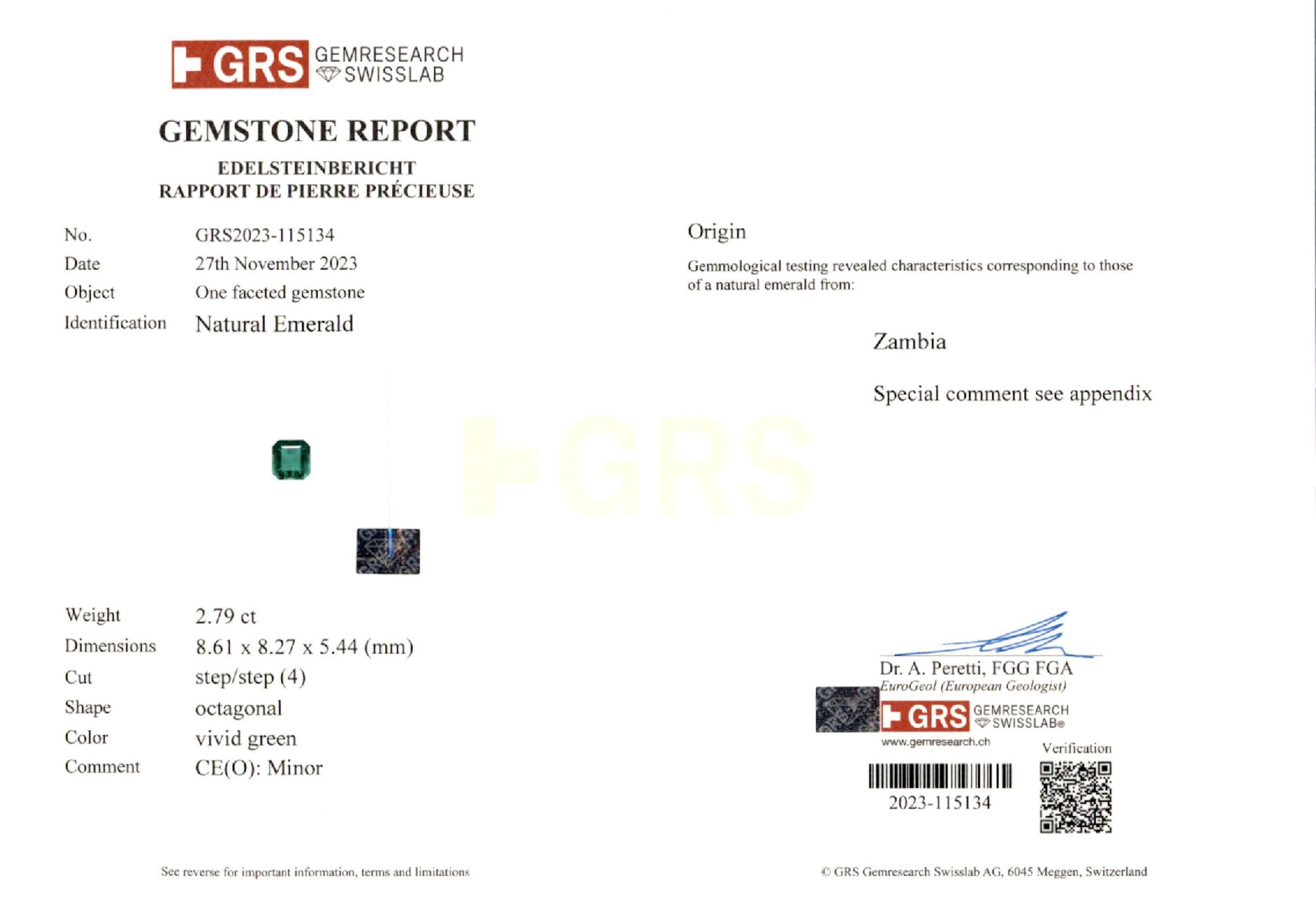 2.79 ct. Emerald GRS Minor