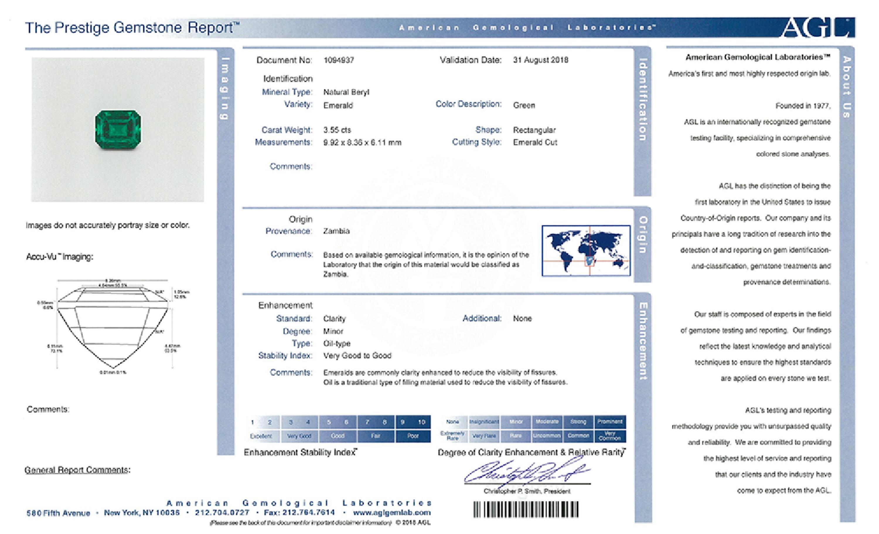 3.55 ct. Emerald AGL Minor