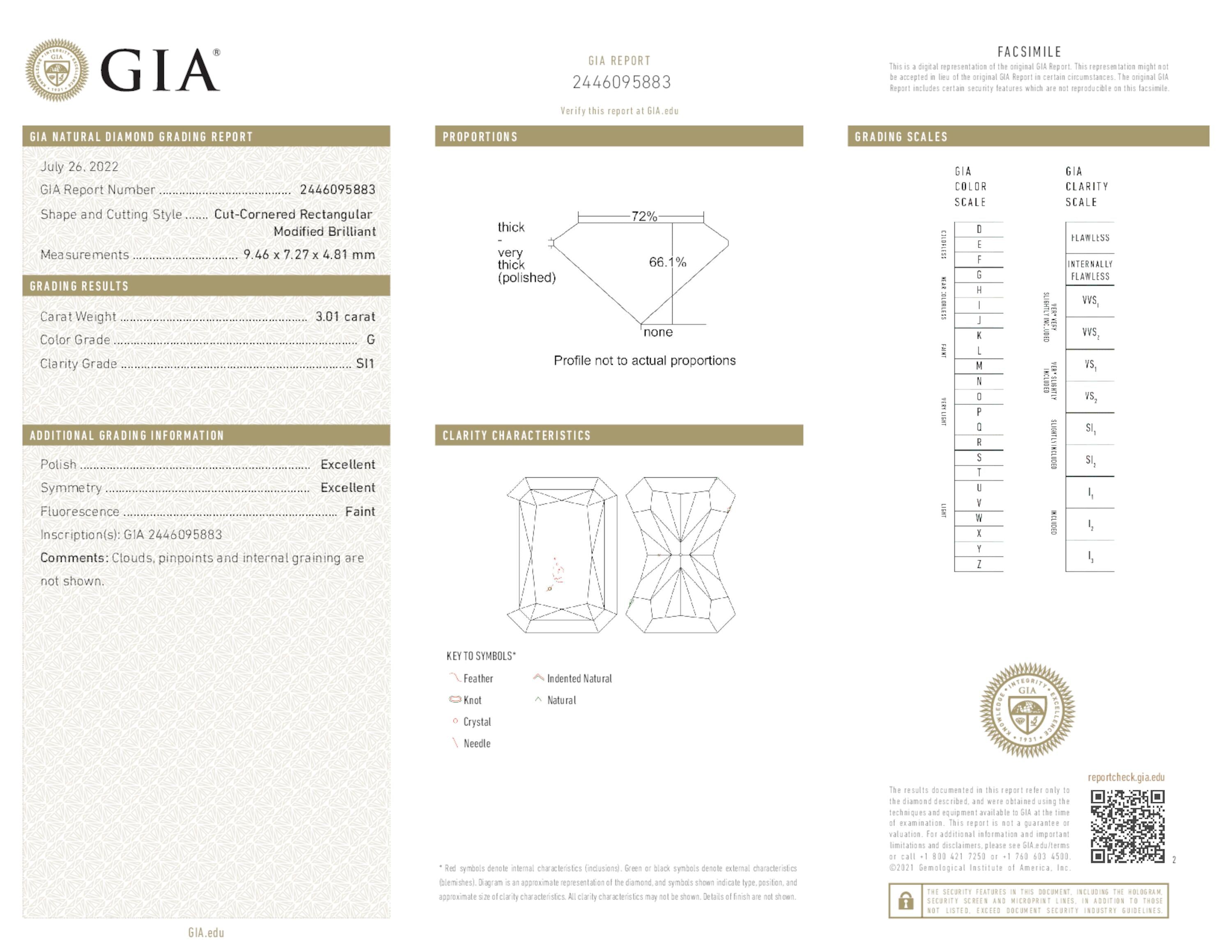 3.01 ct. Radiant Diamond G SI1 Faint GIA