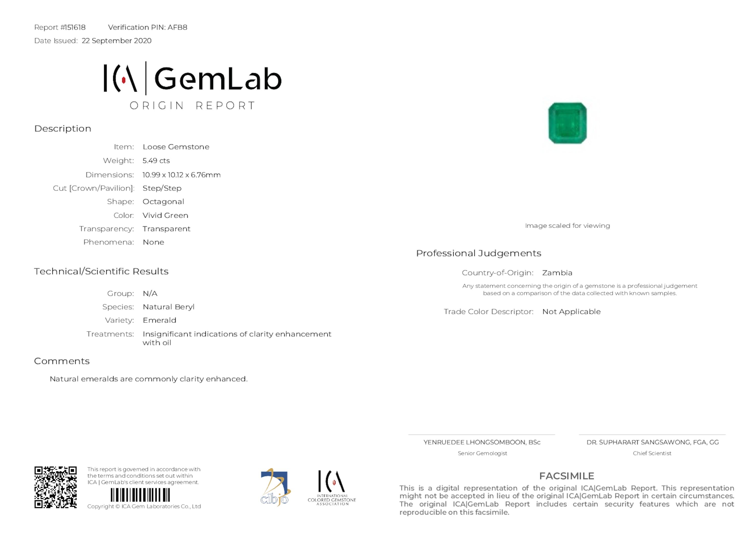 5.49 ct. Emerald ICA Insignificant