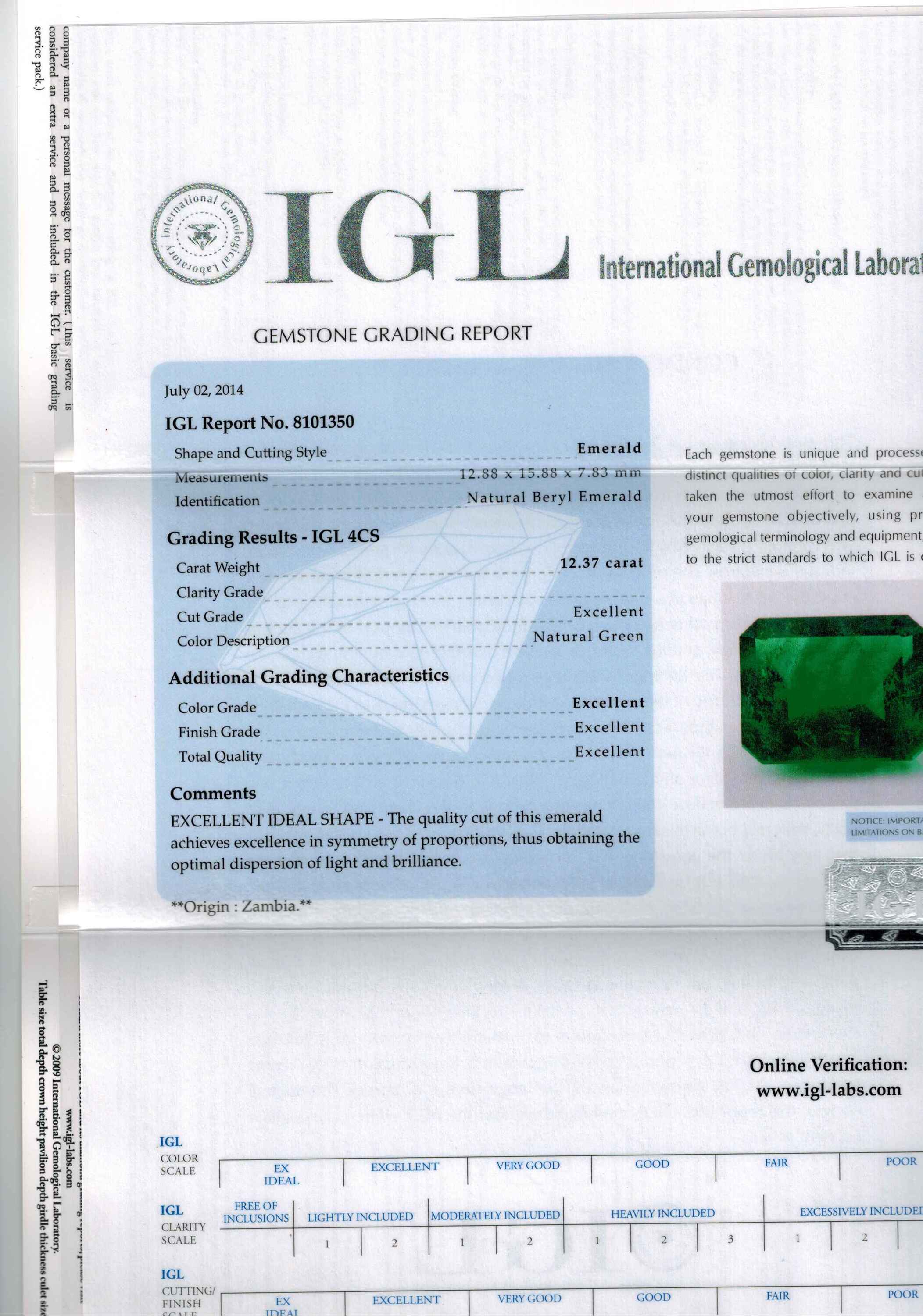 12.33 ct. Emerald IGL