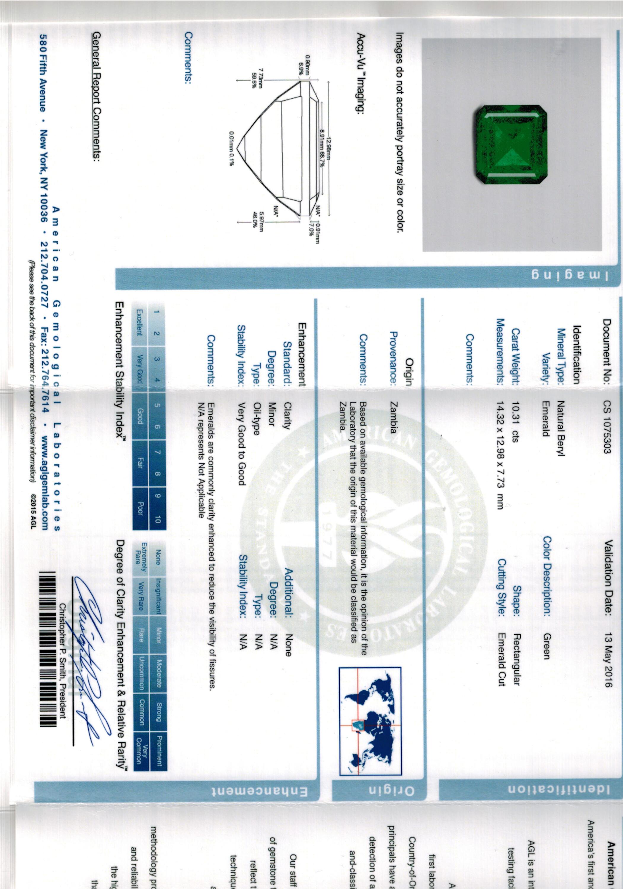 10.31 ct. Emerald AGL Minor