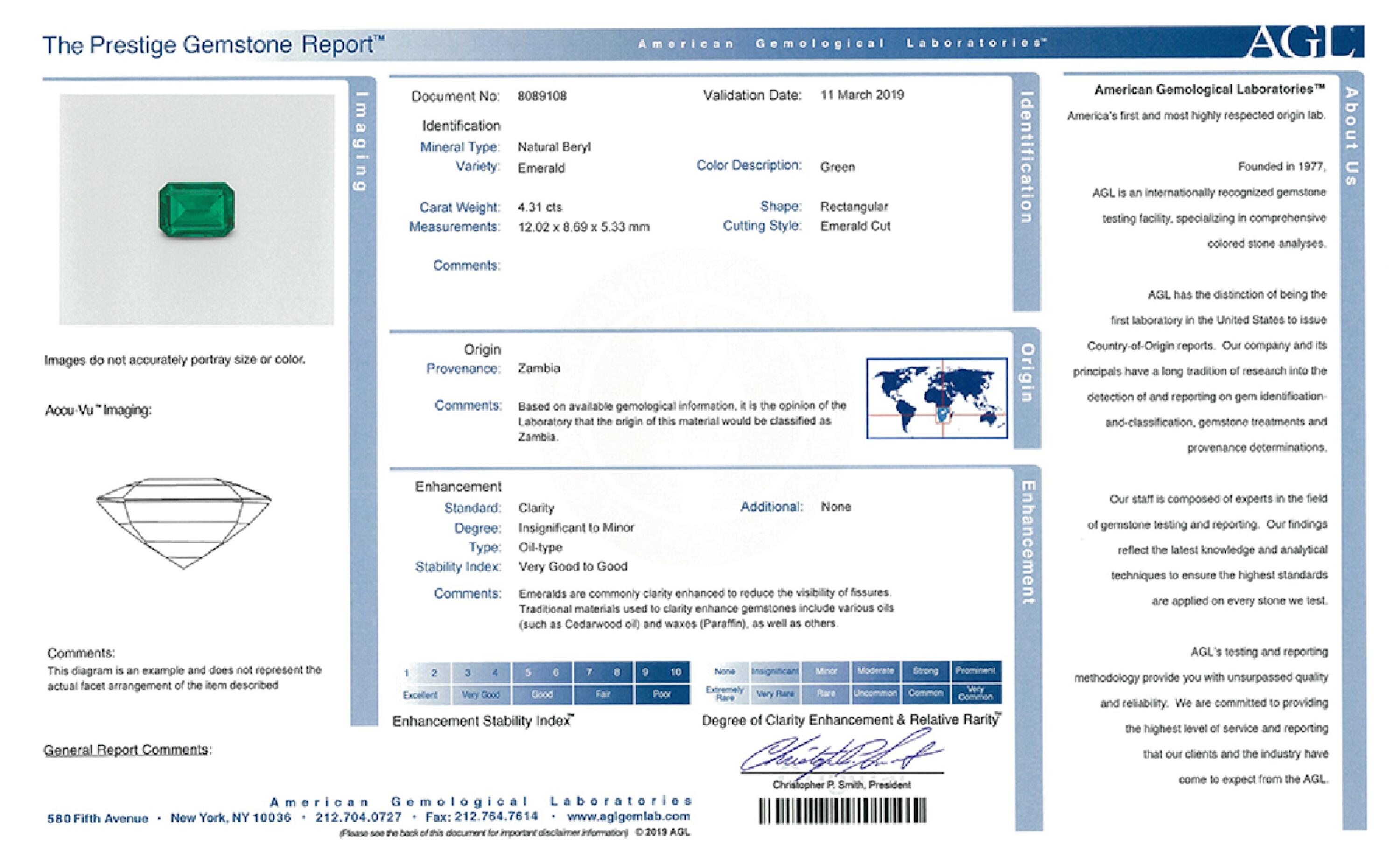 4.31 ct. Emerald AGL Insignificant to Minor