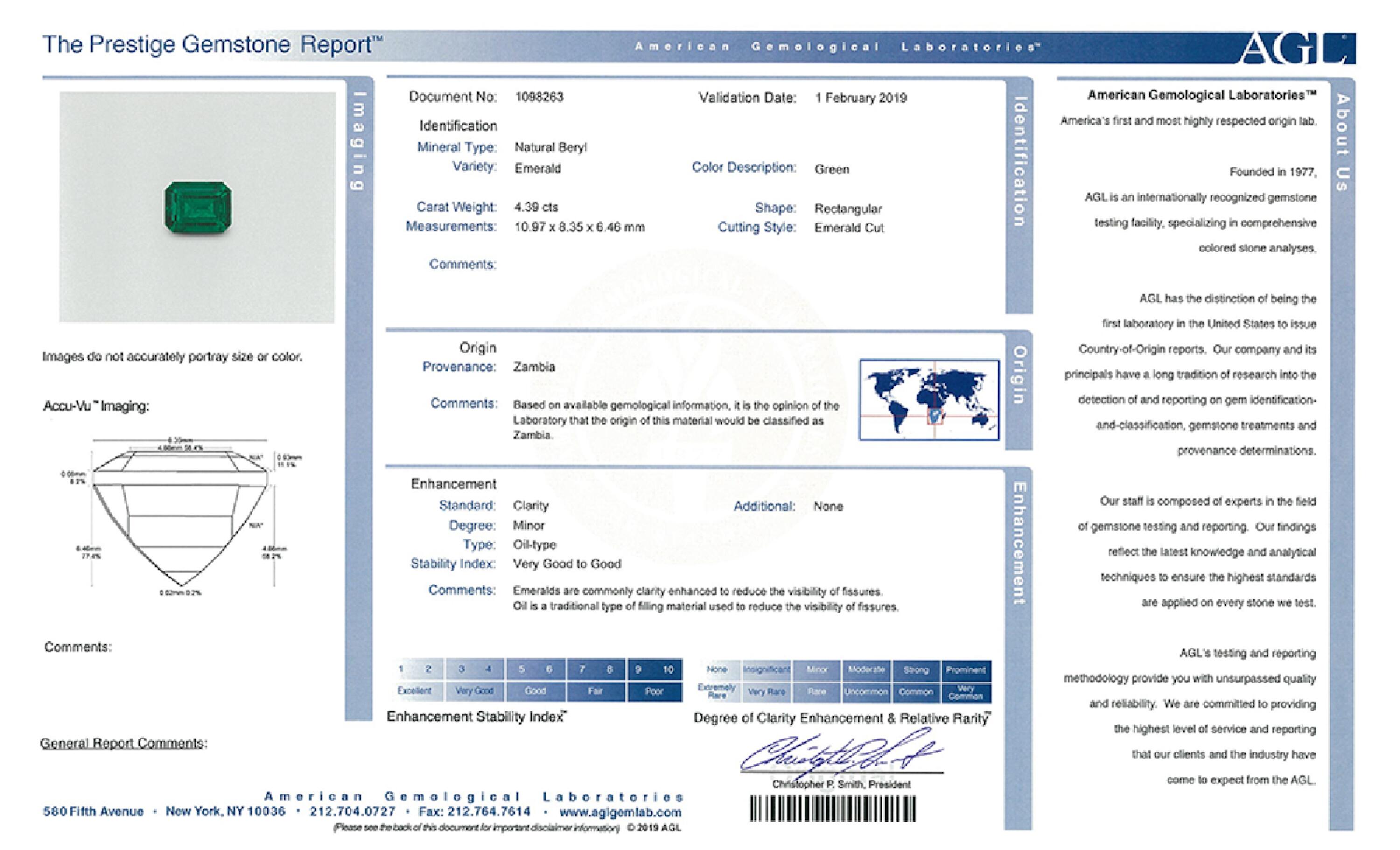 4.39 ct. Emerald AGL Minor