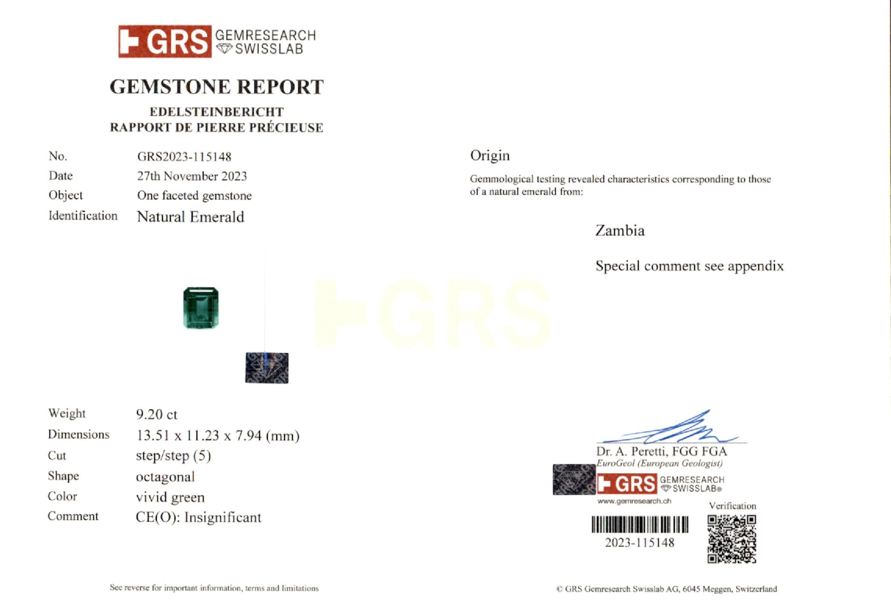 9.20 ct. Emerald GRS Insignificant