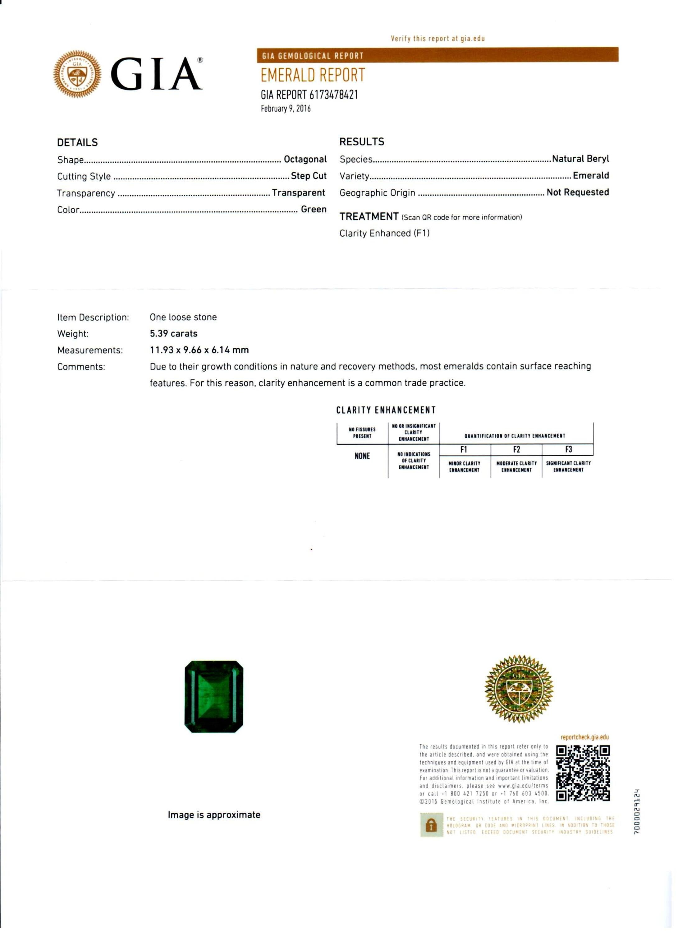 5.39 ct. Emerald GIA Minor