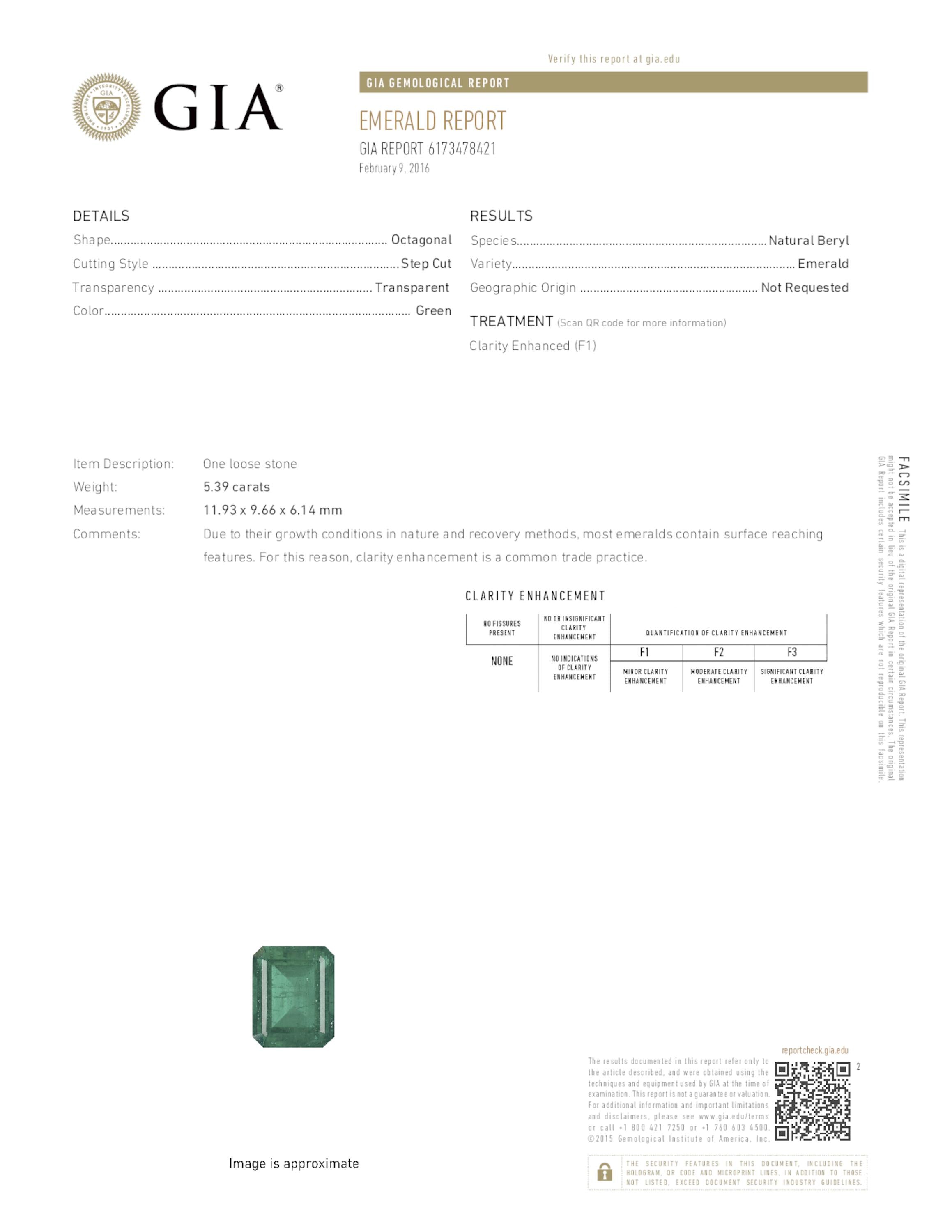 5.39 ct. Emerald GIA Minor