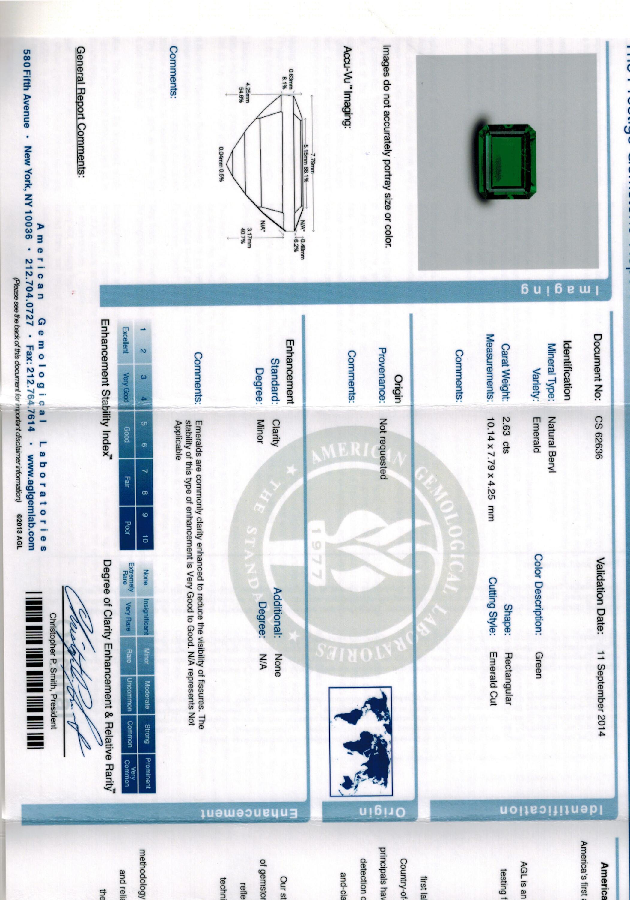 2.63 ct. Emerald AGL Minor