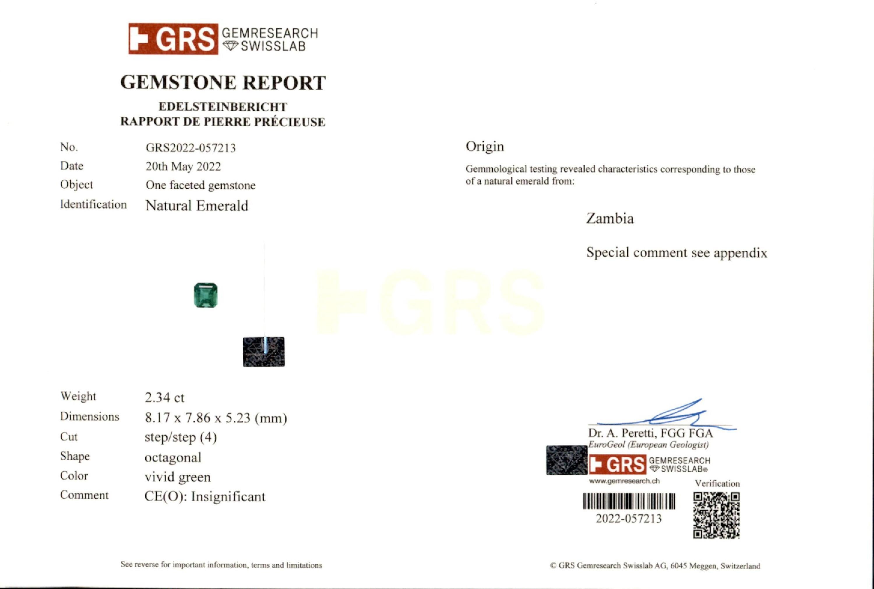 2.34 ct. Emerald GRS Insignificant