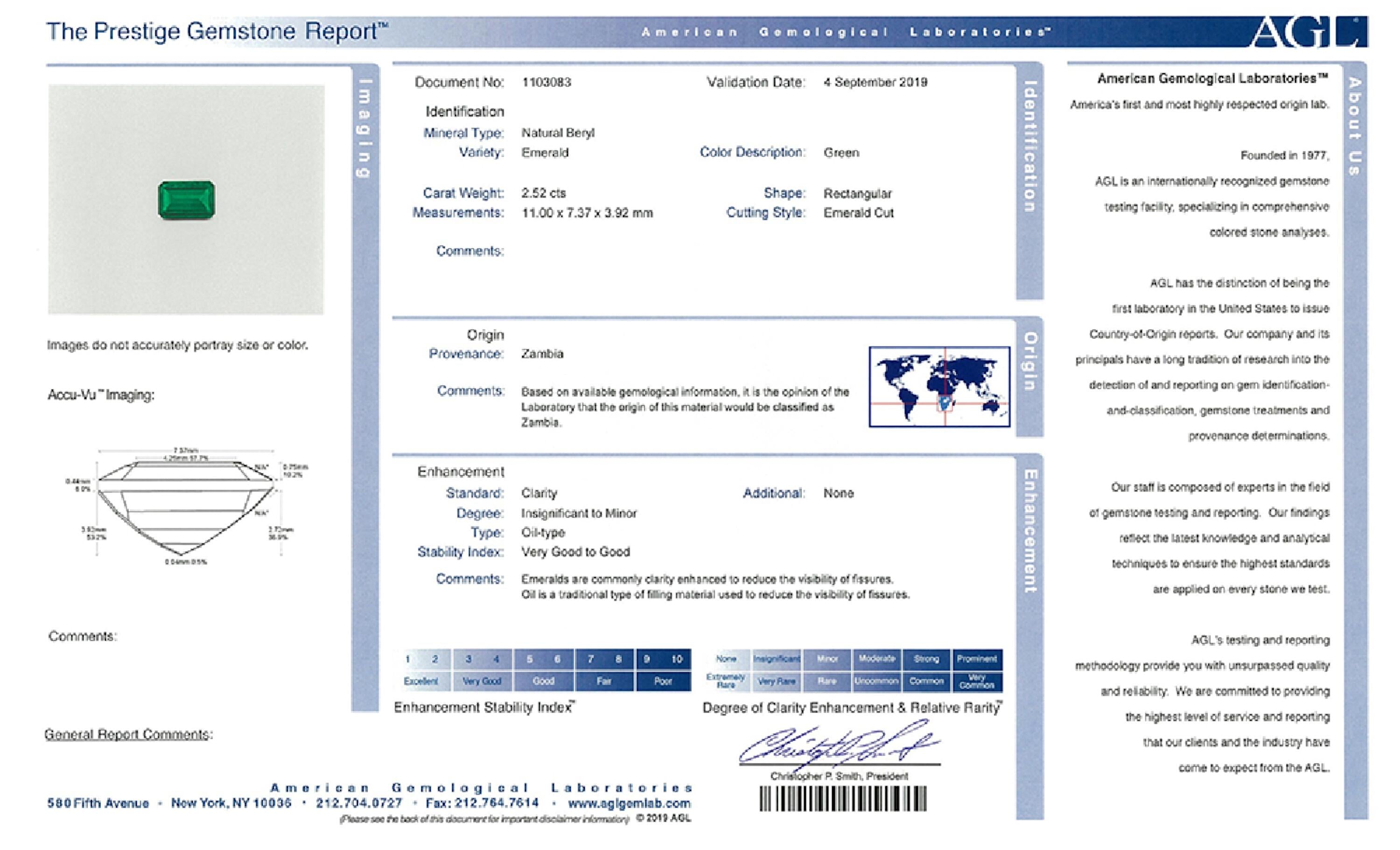 2.52 ct. Emerald AGL Insignificant to Minor