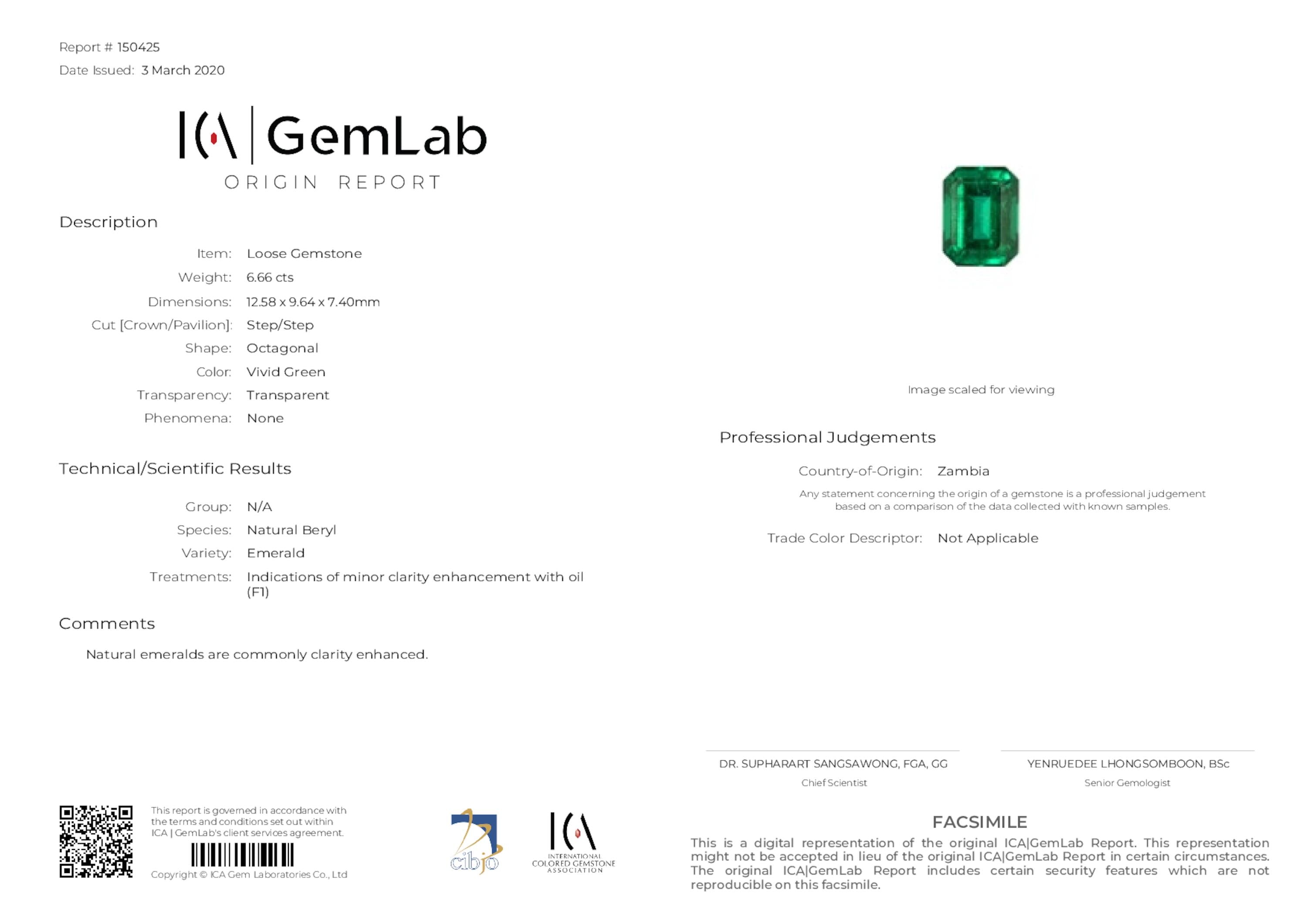 6.66 ct. Emerald ICA Insignificant