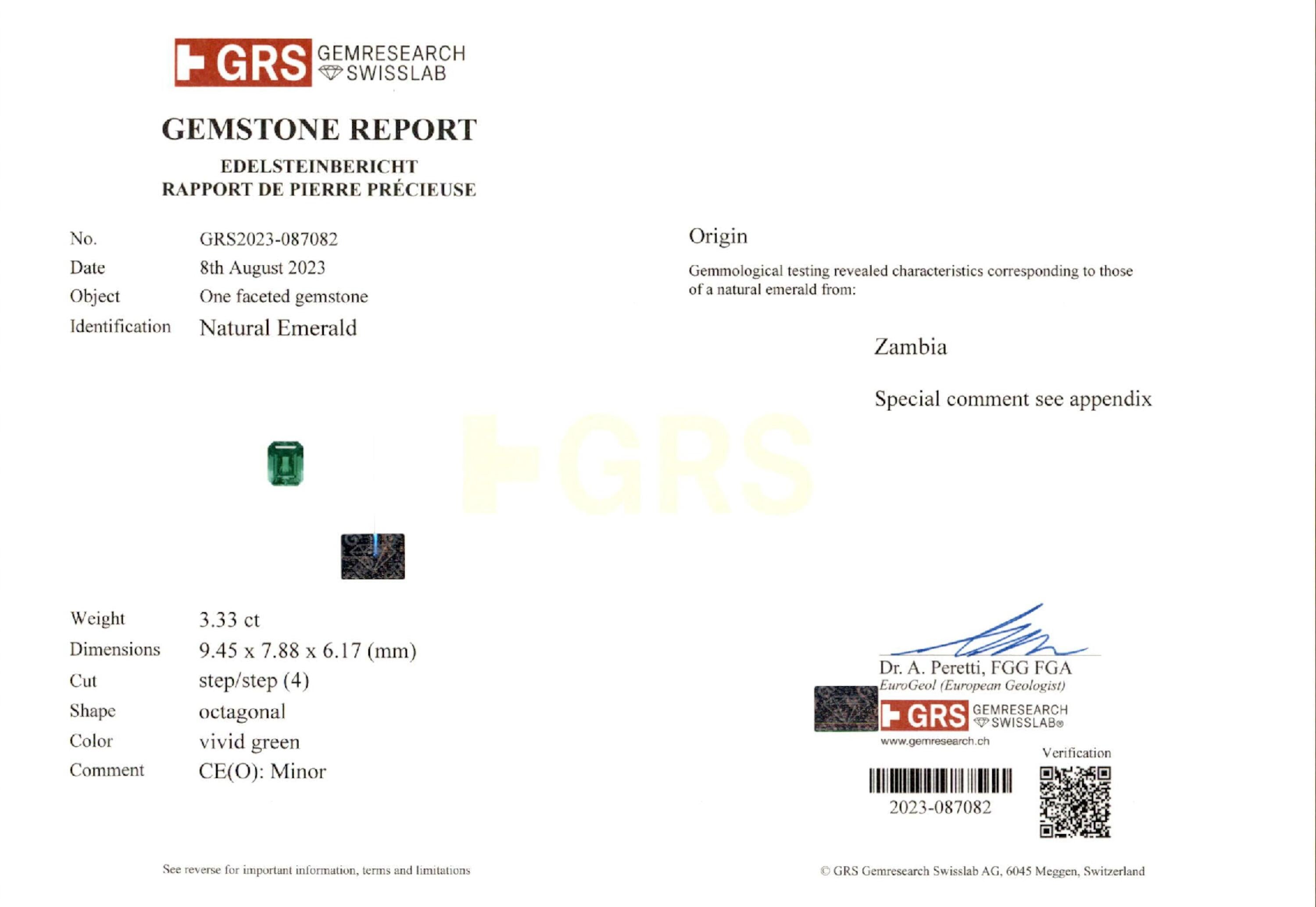 3.33 ct. Emerald GRS Minor