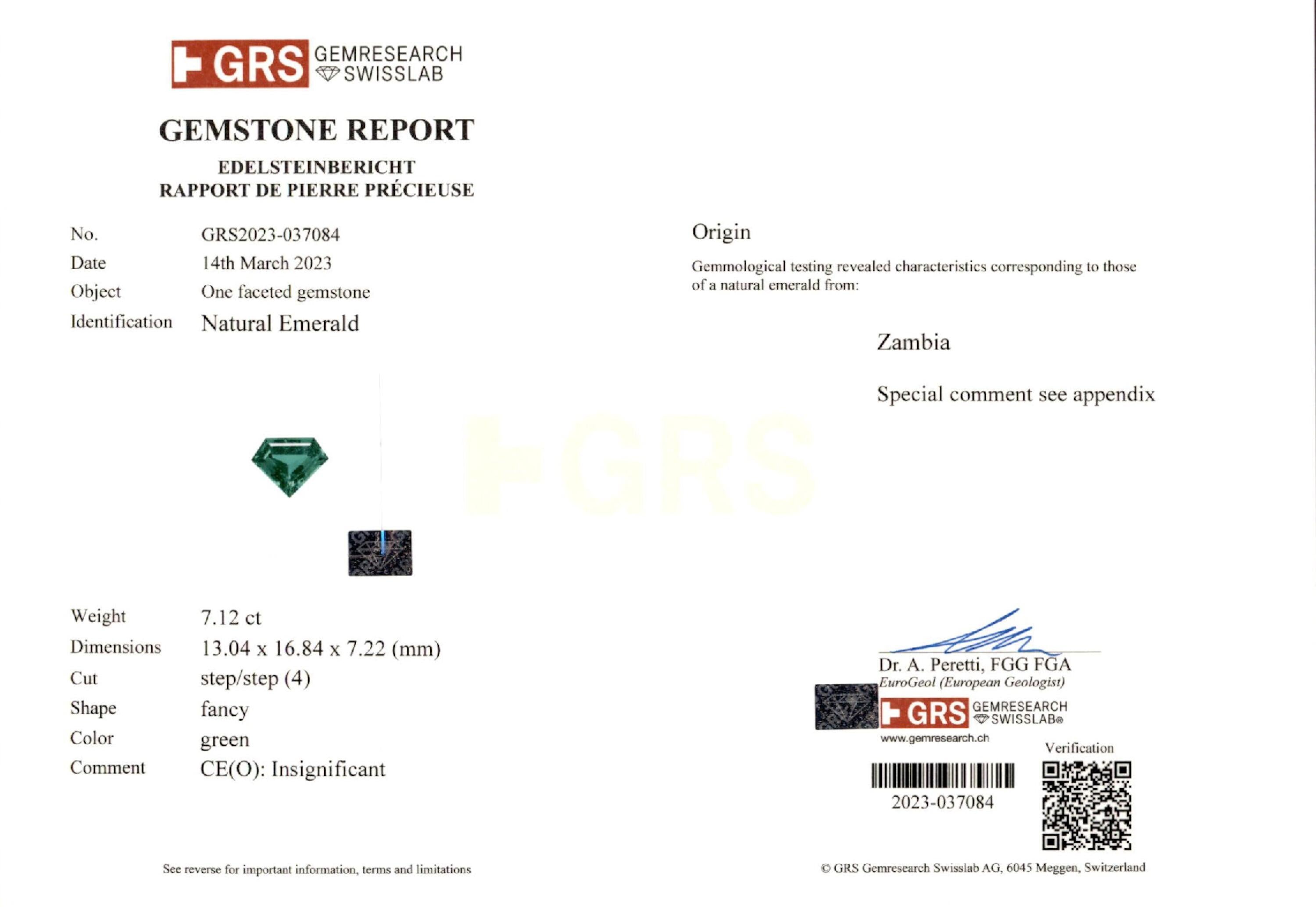 7.12 ct. Fantasy Emerald GRS Insignificant