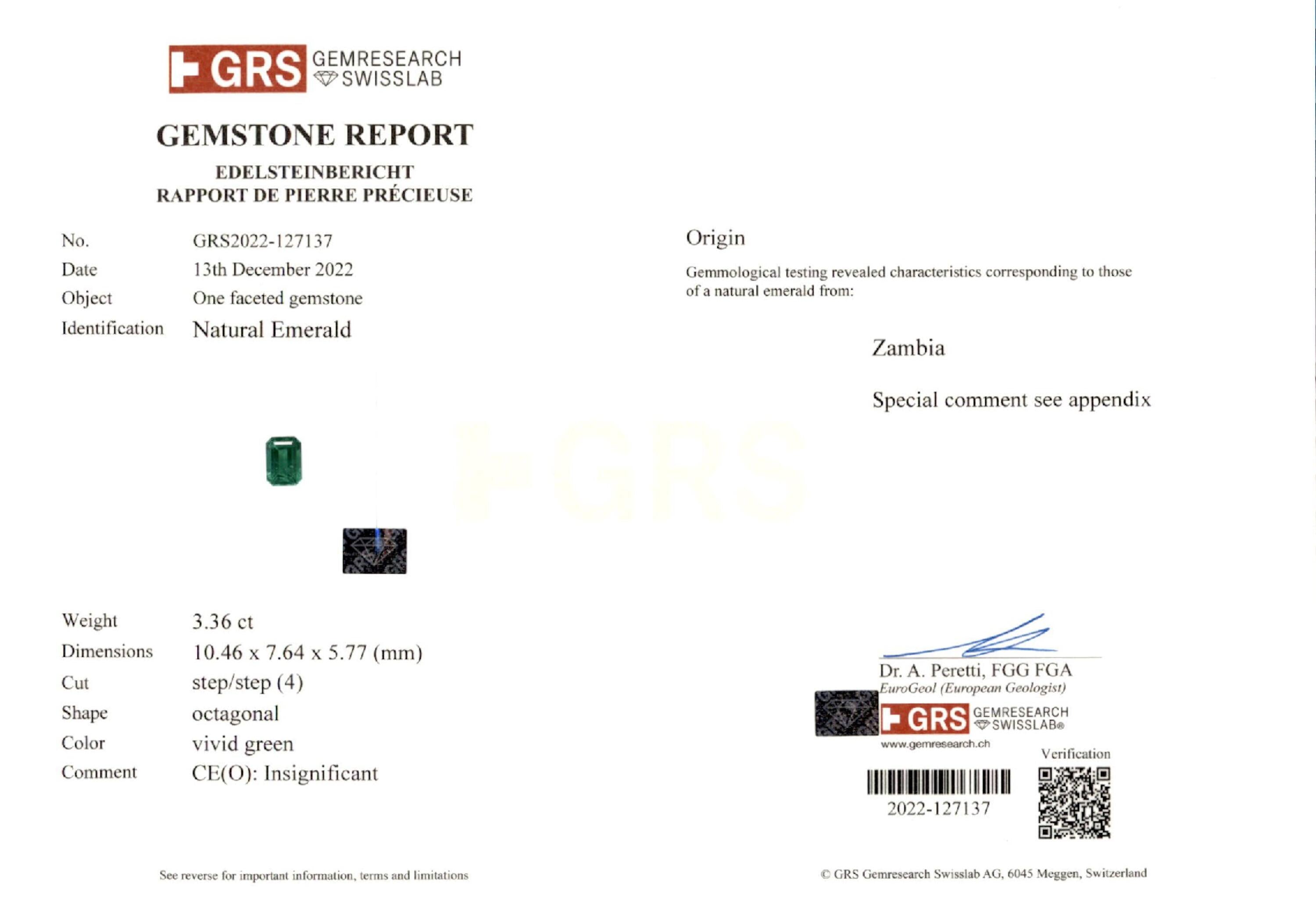 3.36 ct. Emerald GRS Insignificant