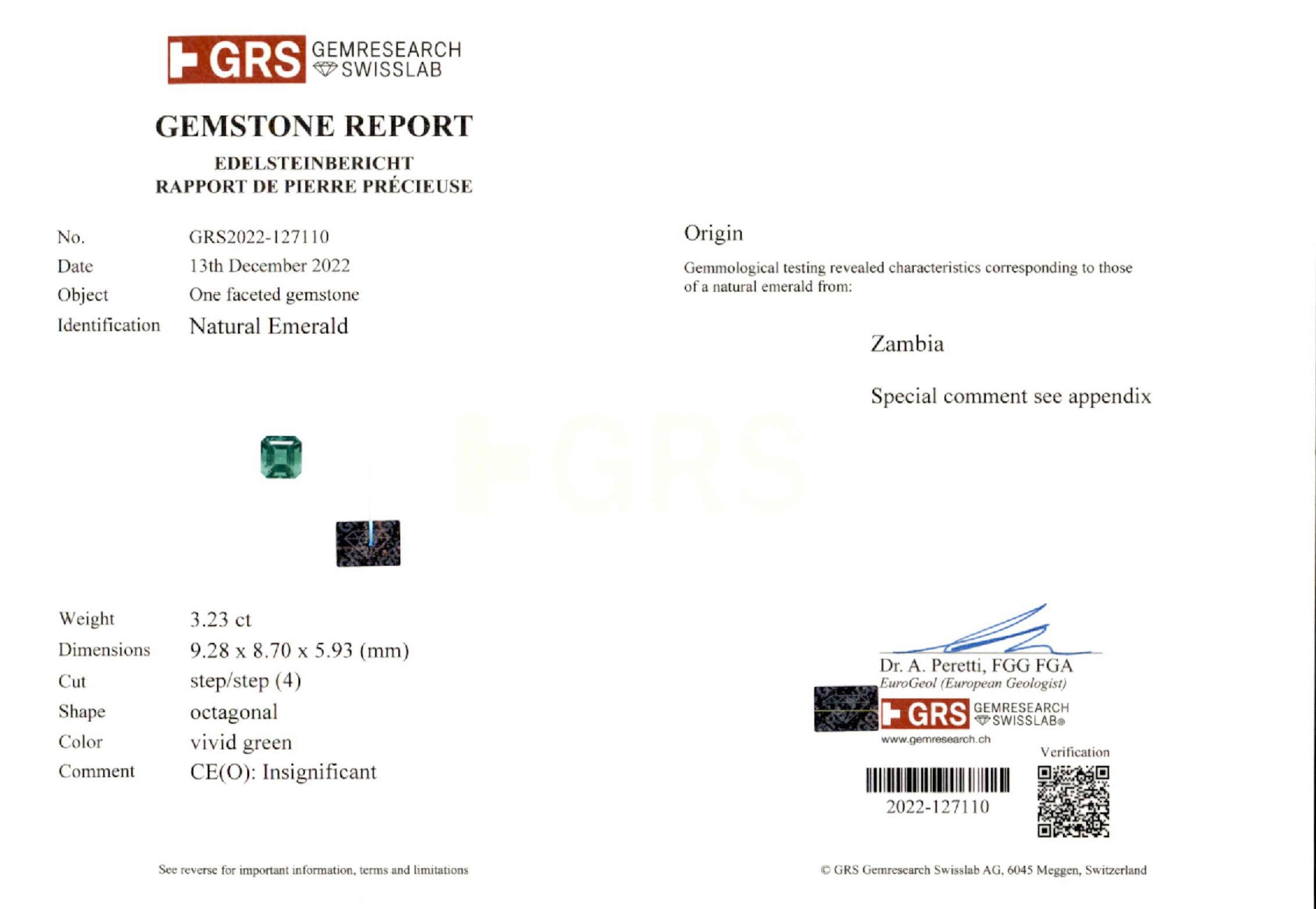 3.23 ct. Emerald GRS Insignificant