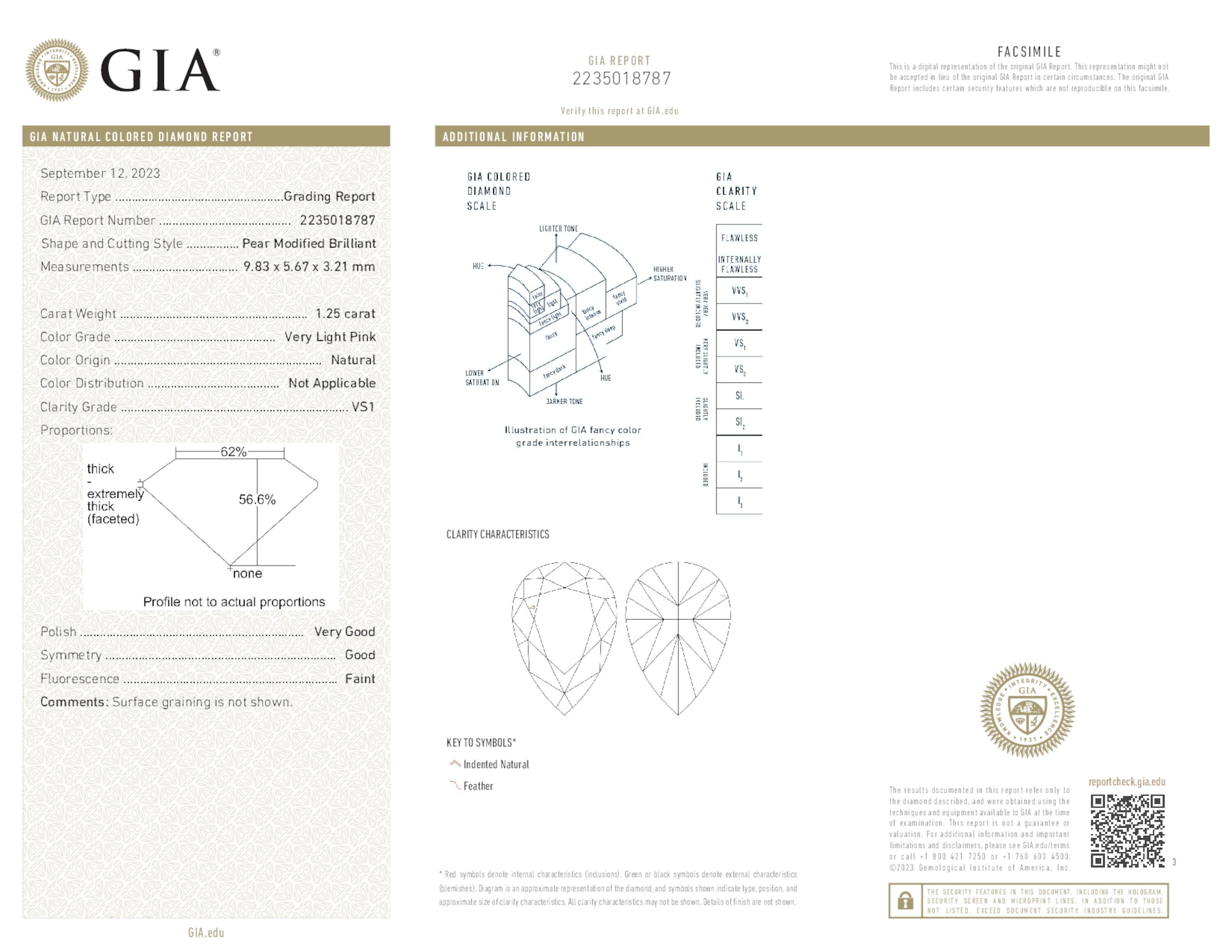 1.25 ct. Pear Shape Diamond VLP VS1 Faint GIA