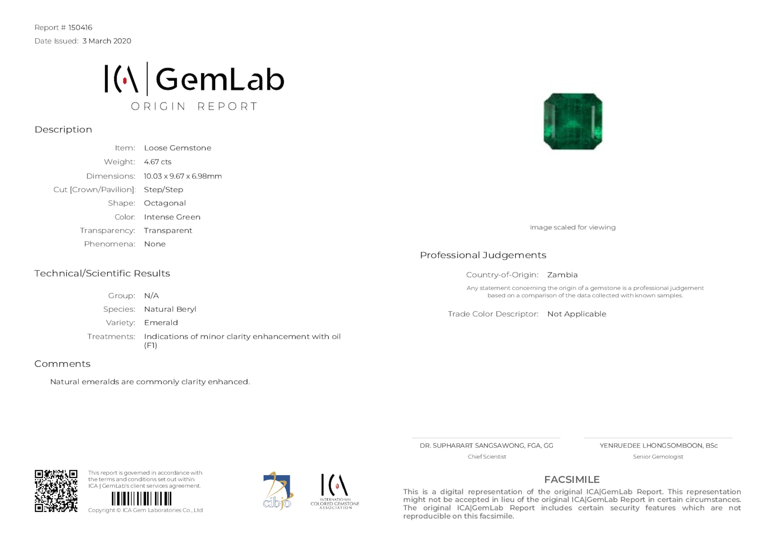 4.67 ct. Emerald ICA Insignificant