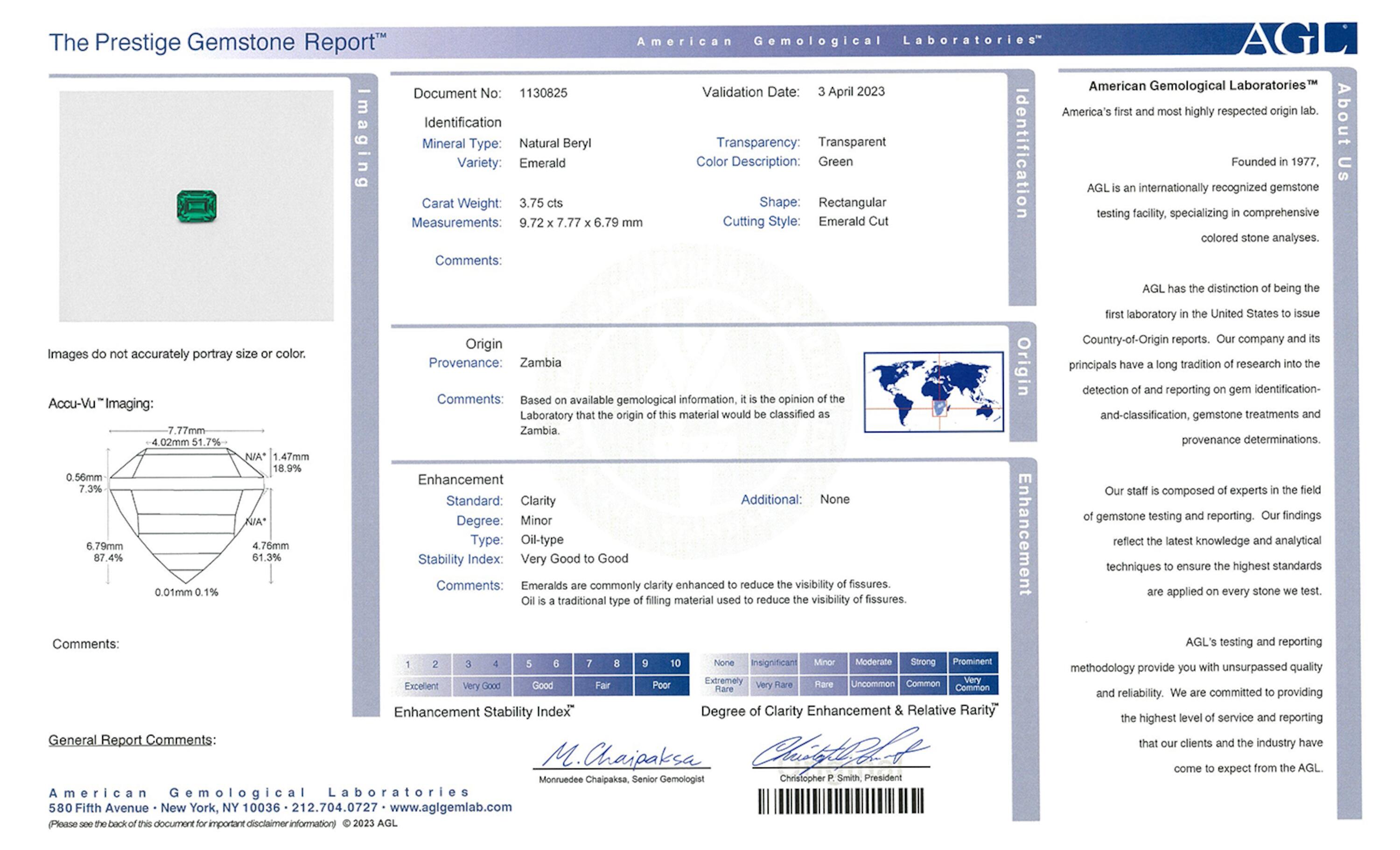 3.75 ct. Emerald AGL Minor