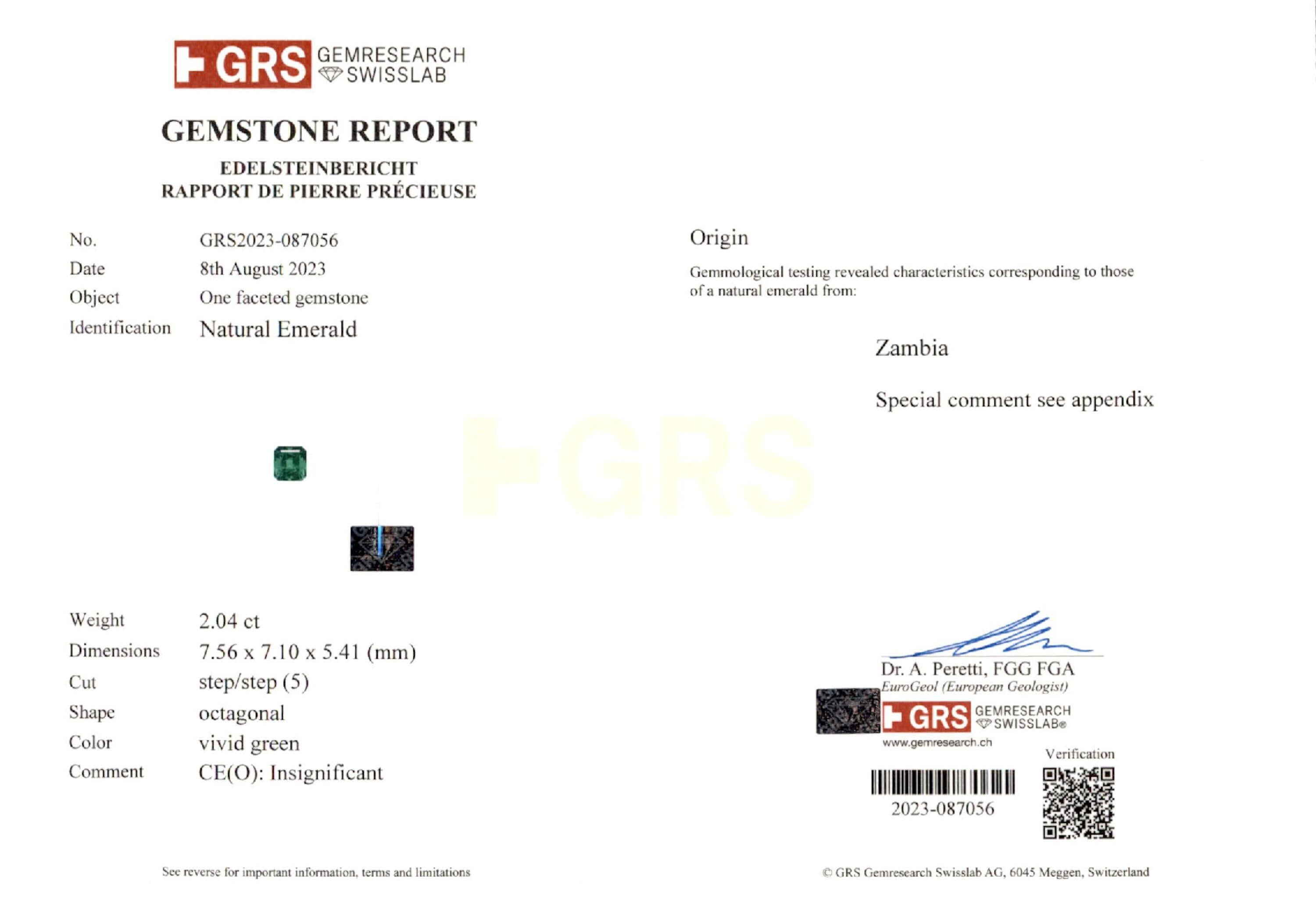 1.95 ct. Emerald GRS Insignificant