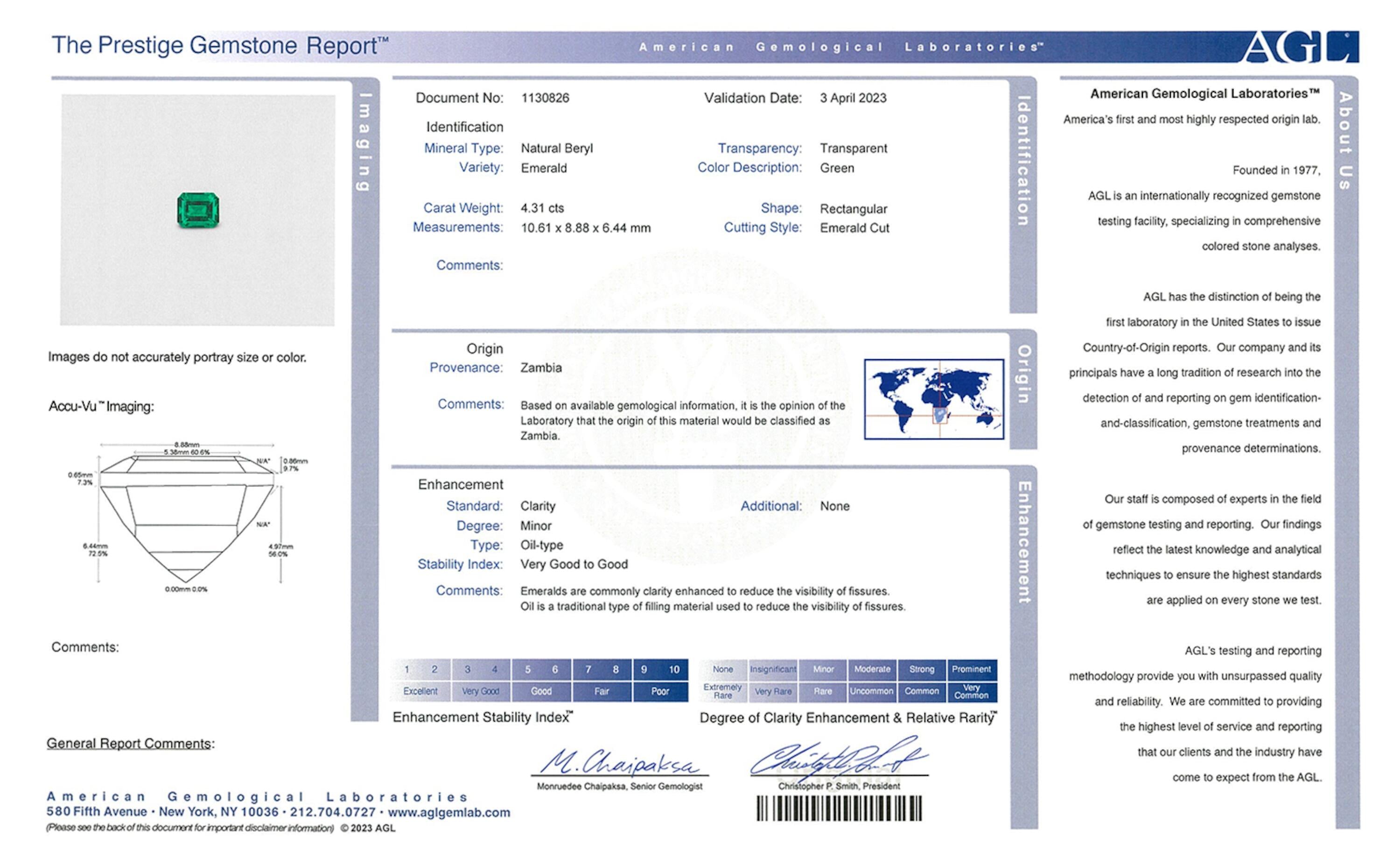 4.31 ct. Emerald AGL Minor