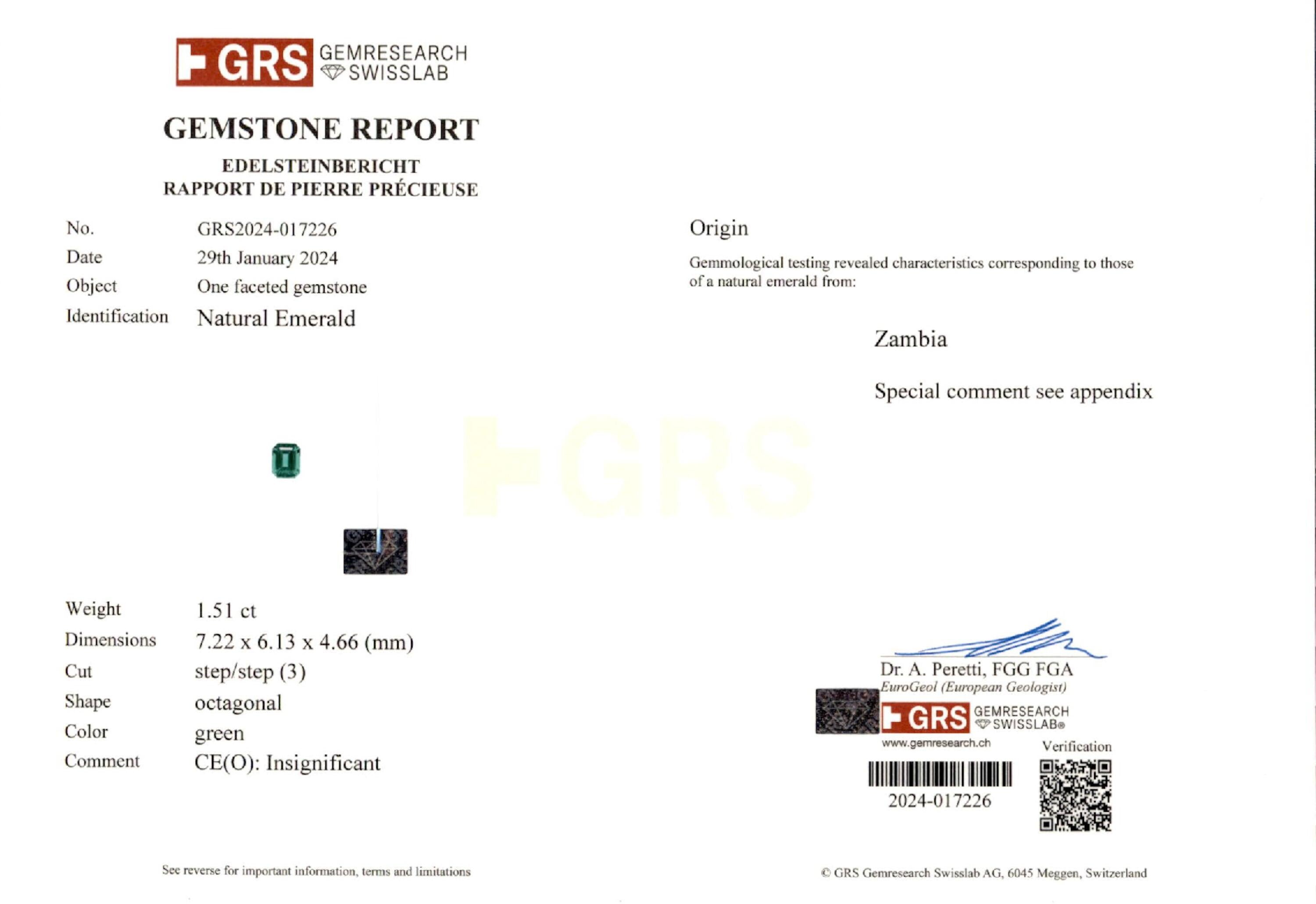 1.51 ct. Emerald GRS Insignificant