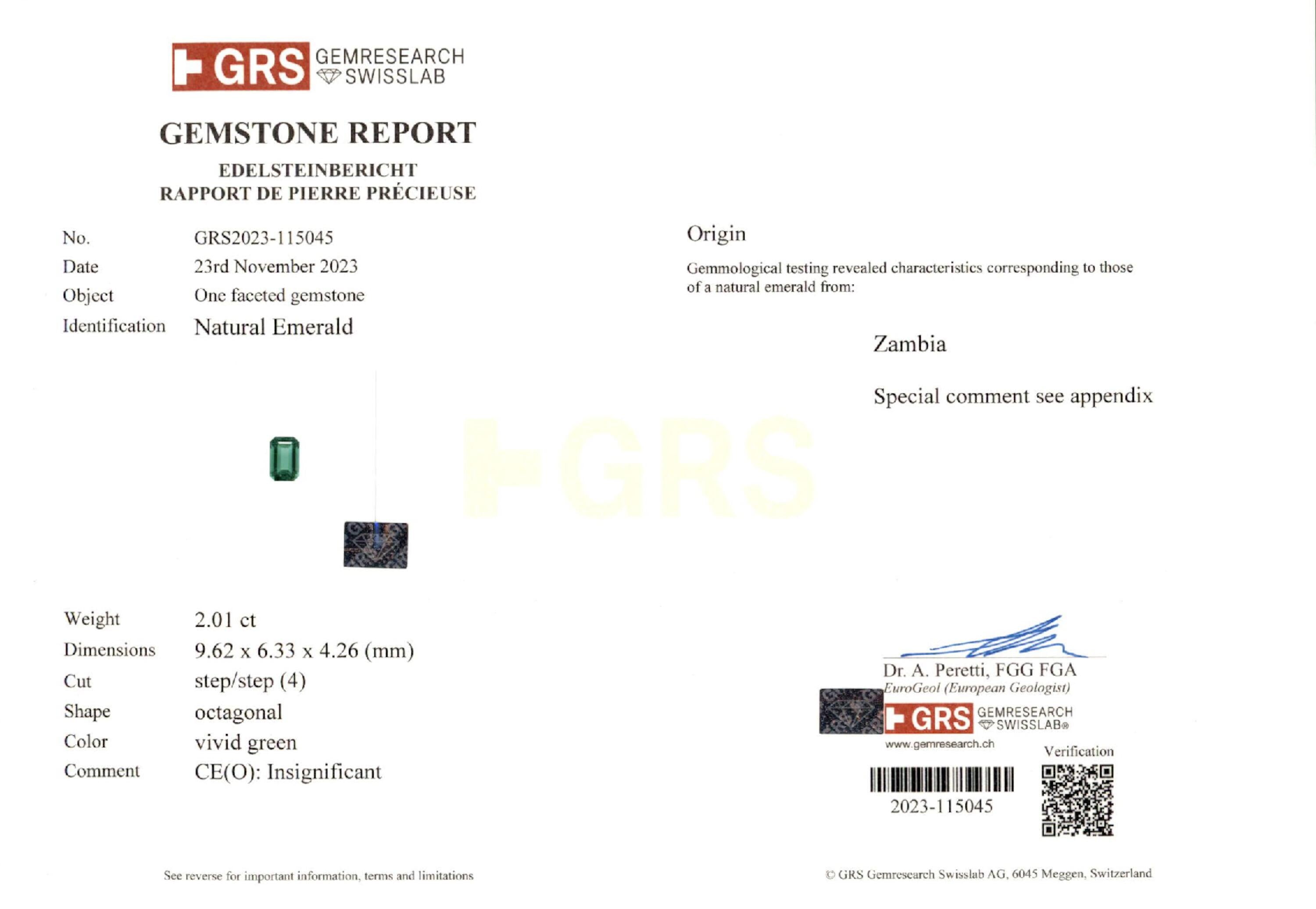 2.01 ct. Emerald GRS Insignificant