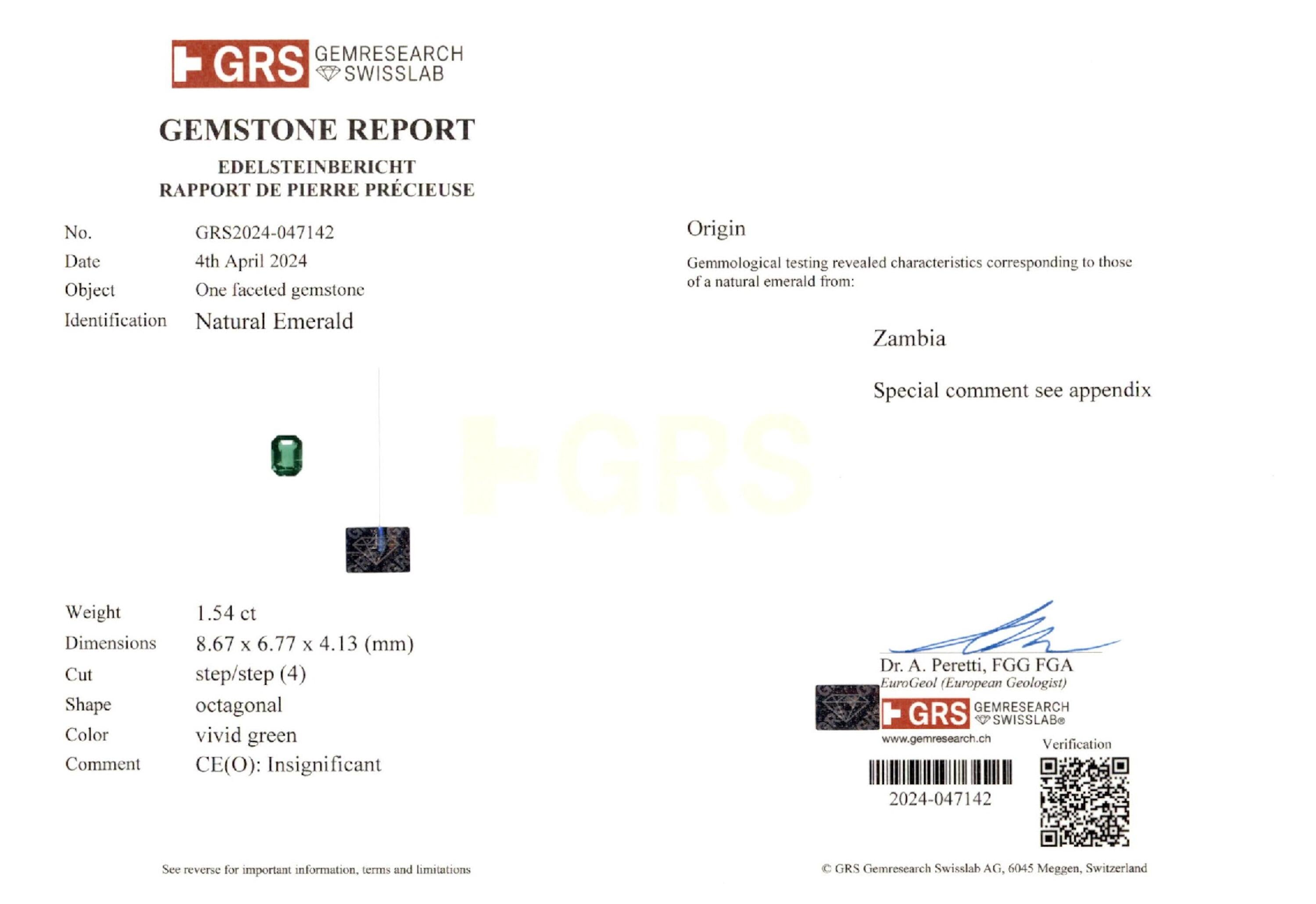 1.54 ct. Emerald GRS Insignificant