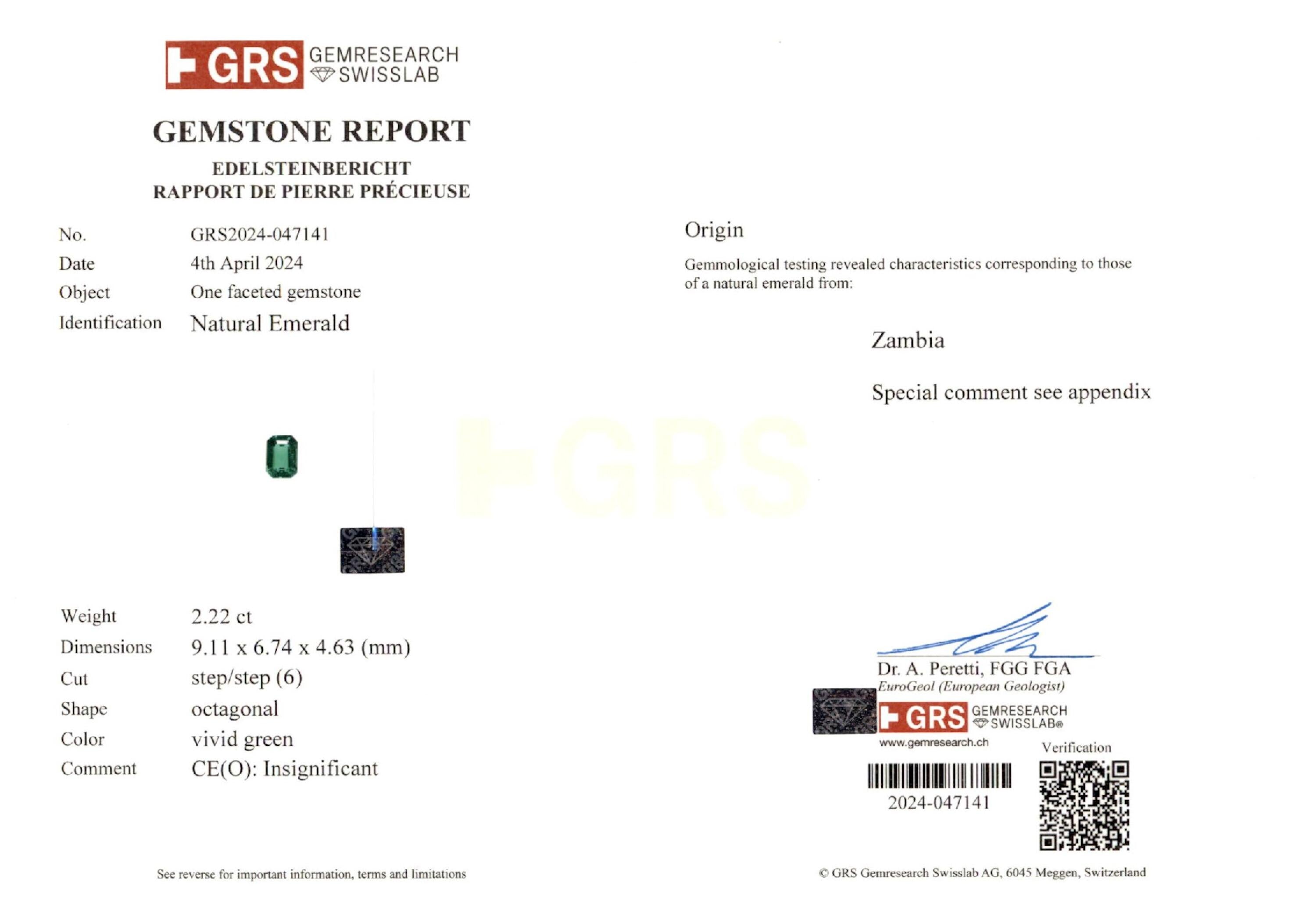 2.22 ct. Emerald GRS Insignificant