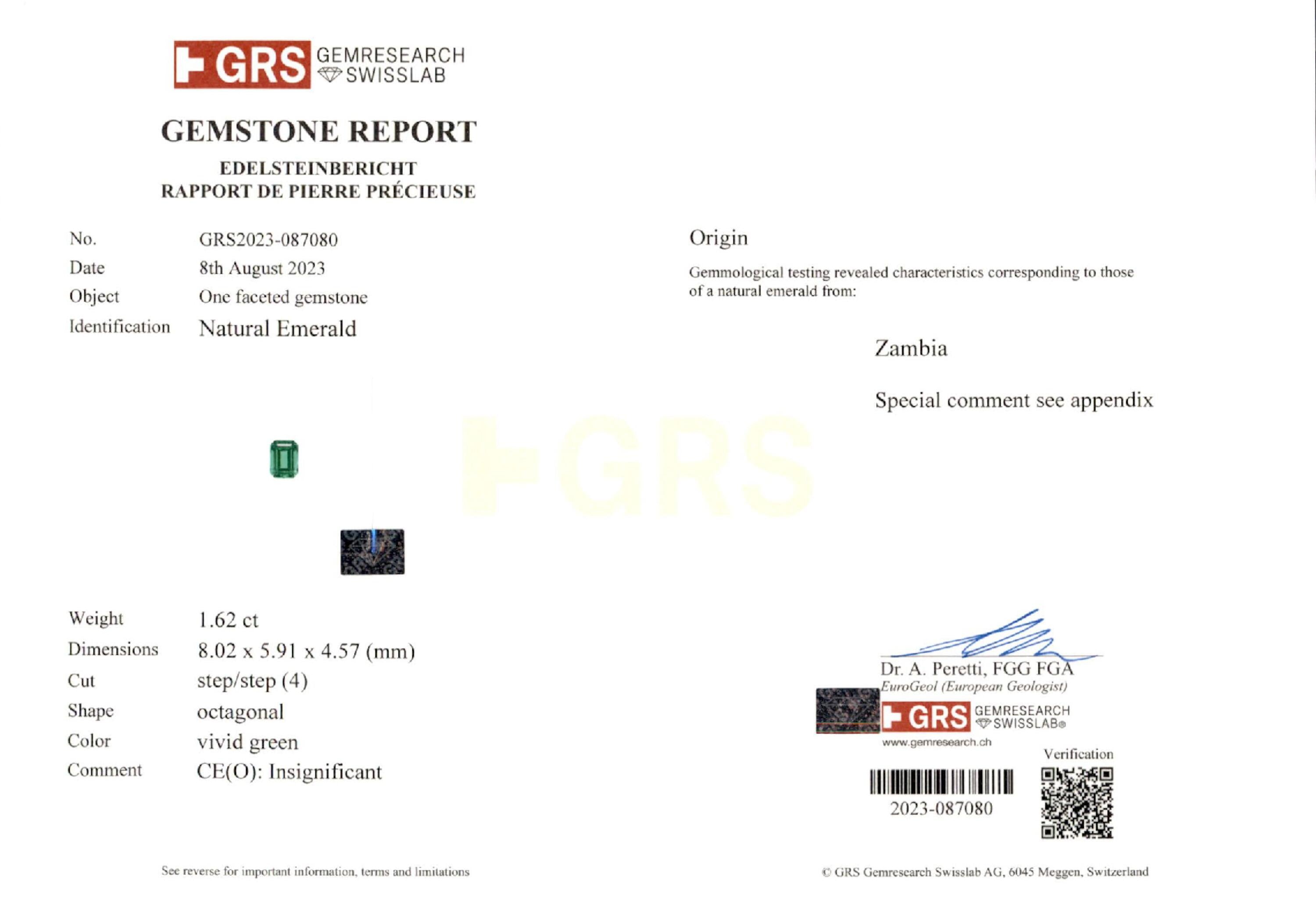 1.62 ct. Emerald GRS Insignificant