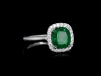 Emerald Halo Ring - Eshli Fine Jewelry